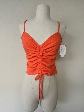 NWT Abound Orange Ruched Drawstring Camisole, size Small